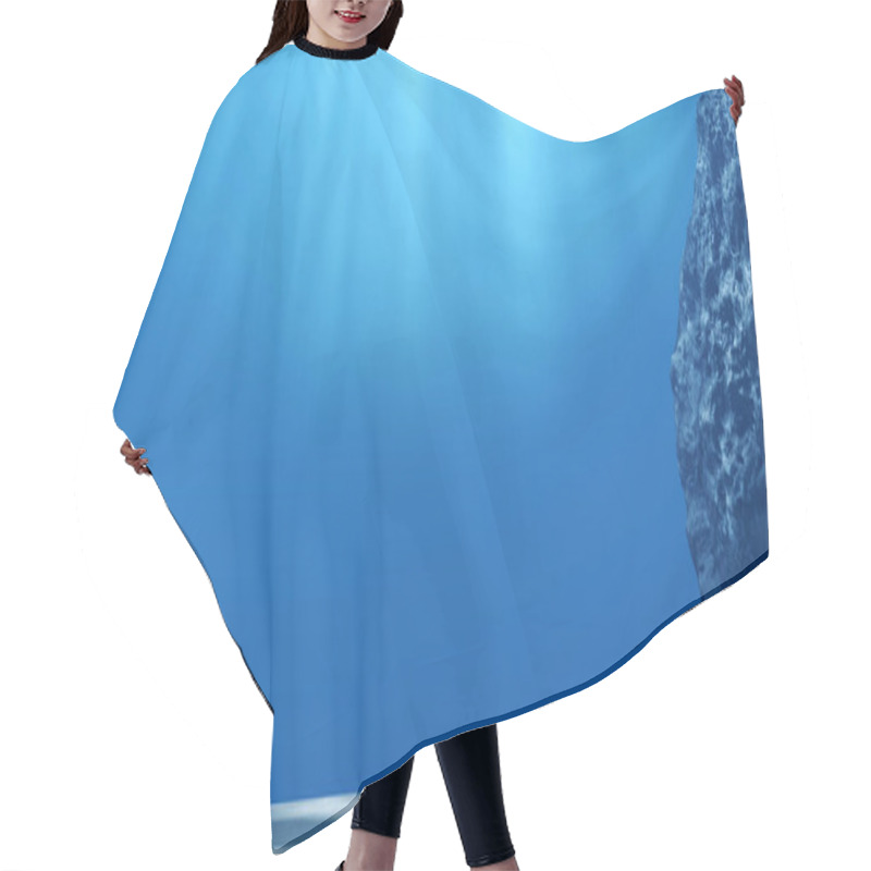 Personality  Underwater With Sun Rays And Stones In Deep Blue Sea Hair Cutting Cape