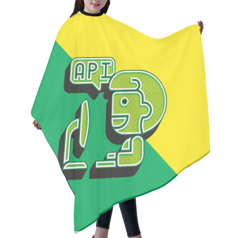 Personality  Application Green And Yellow Modern 3d Vector Icon Logo Hair Cutting Cape