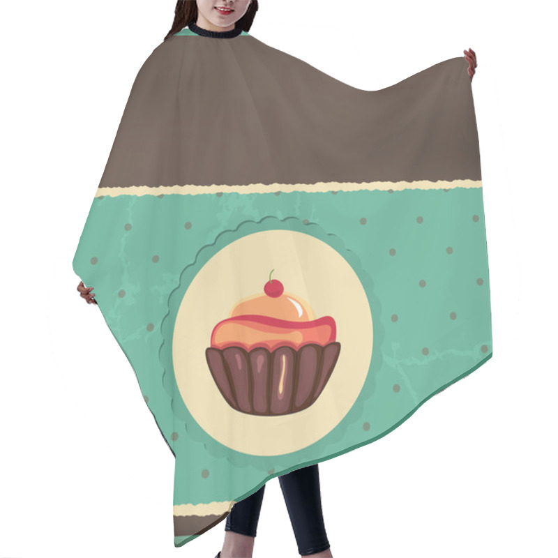 Personality  Cute Retro Cupcake In Frame Hair Cutting Cape