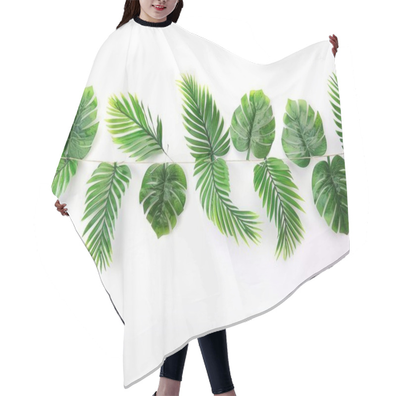 Personality  A Vibrant Arrangement Of Lush Green Tropical Leaves Against A White Background. Hair Cutting Cape