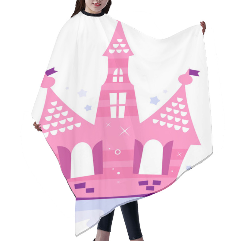 Personality  Pink Princess Sky Castle Isolated On White Hair Cutting Cape