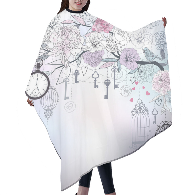 Personality  Floral Background Hair Cutting Cape