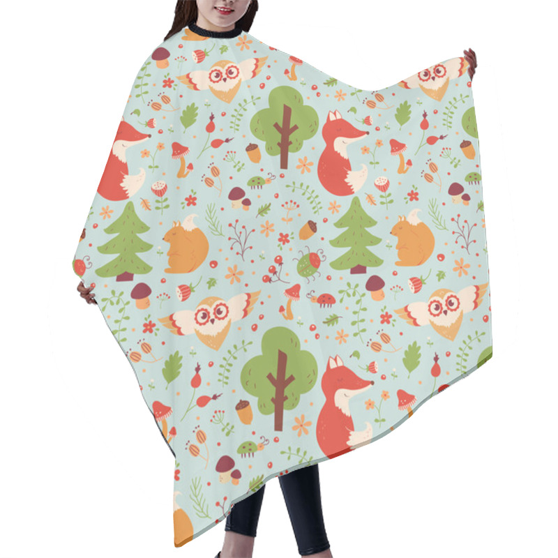 Personality  Forest Seamless Pattern. Hair Cutting Cape