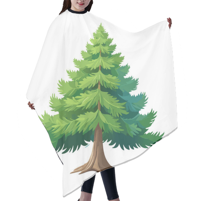 Personality  Pine Tree Vector Art Landscape Illustration Design Hair Cutting Cape