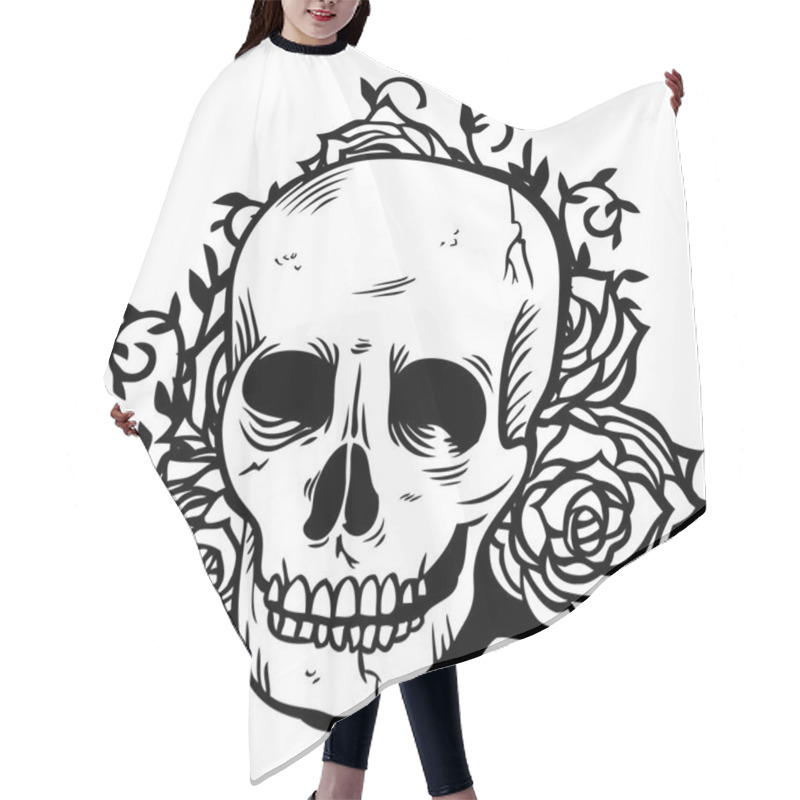 Personality  Skull Flowers Hair Cutting Cape