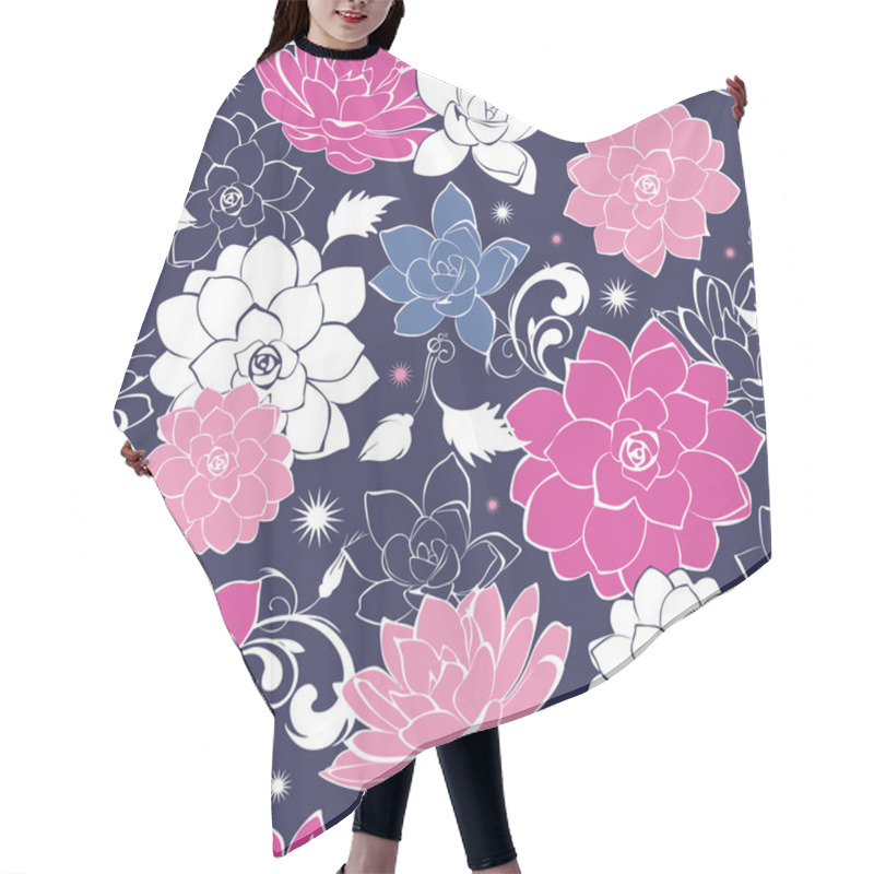 Personality  Dark Grey Pink Floaral Seamless Pattern Hair Cutting Cape