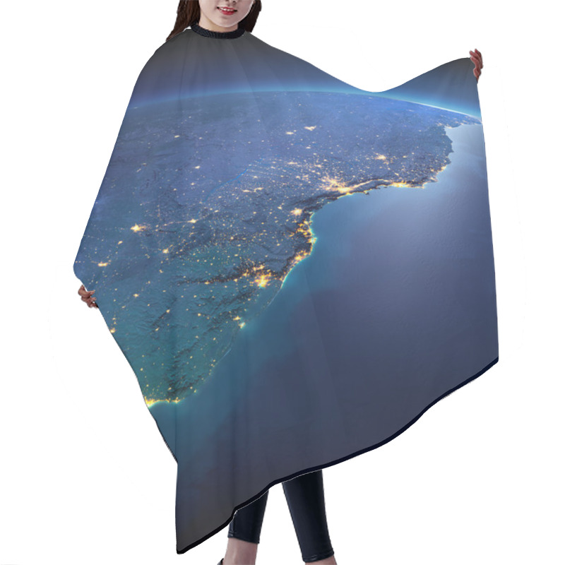 Personality  Detailed Earth. South America. Rio De La Plata On A Moonlit Nigh Hair Cutting Cape