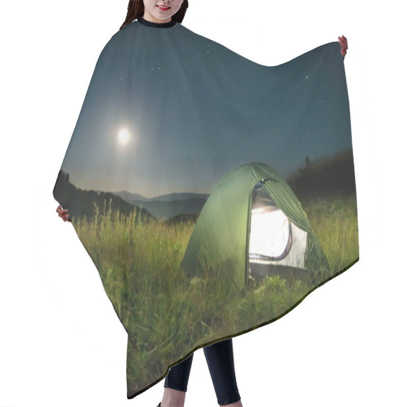 Personality  Green Tent In Mountains  Hair Cutting Cape