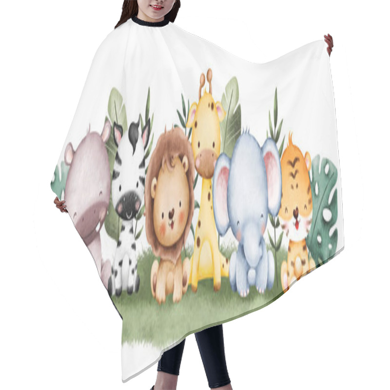 Personality  Cute Cartoon Animals, Illustration For Children Hair Cutting Cape