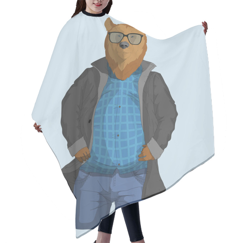 Personality  Hipster Dressed Up Bear Hair Cutting Cape