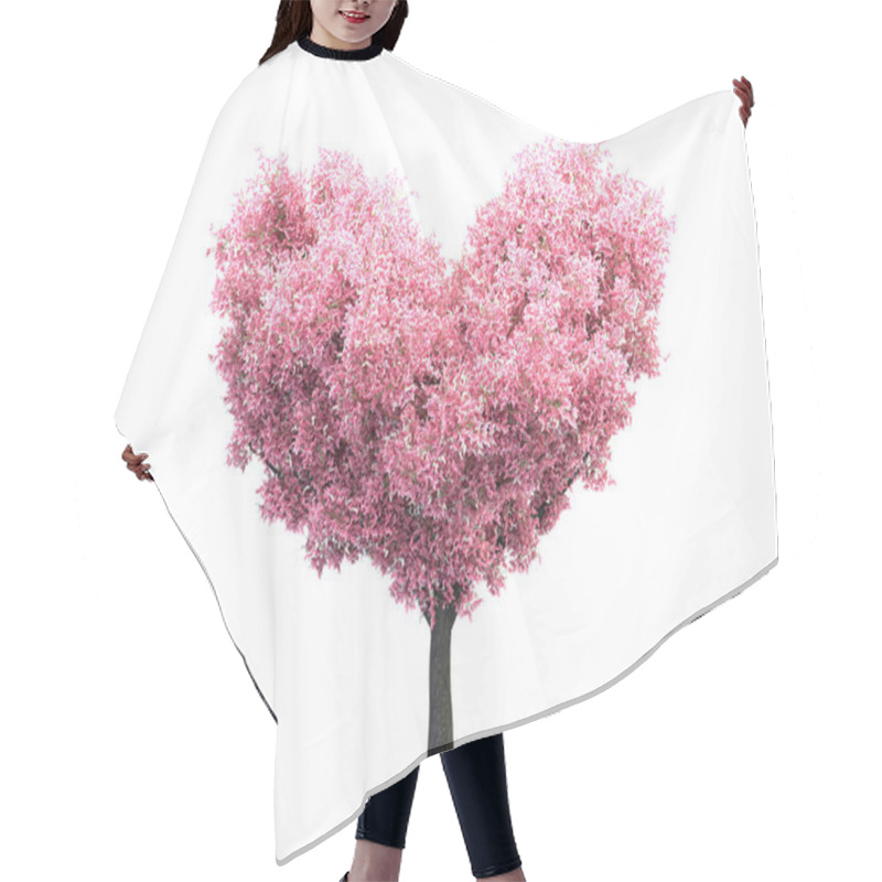 Personality  Pink Valentine Blossom Tree In Heart Shape 3D Illustration Hair Cutting Cape