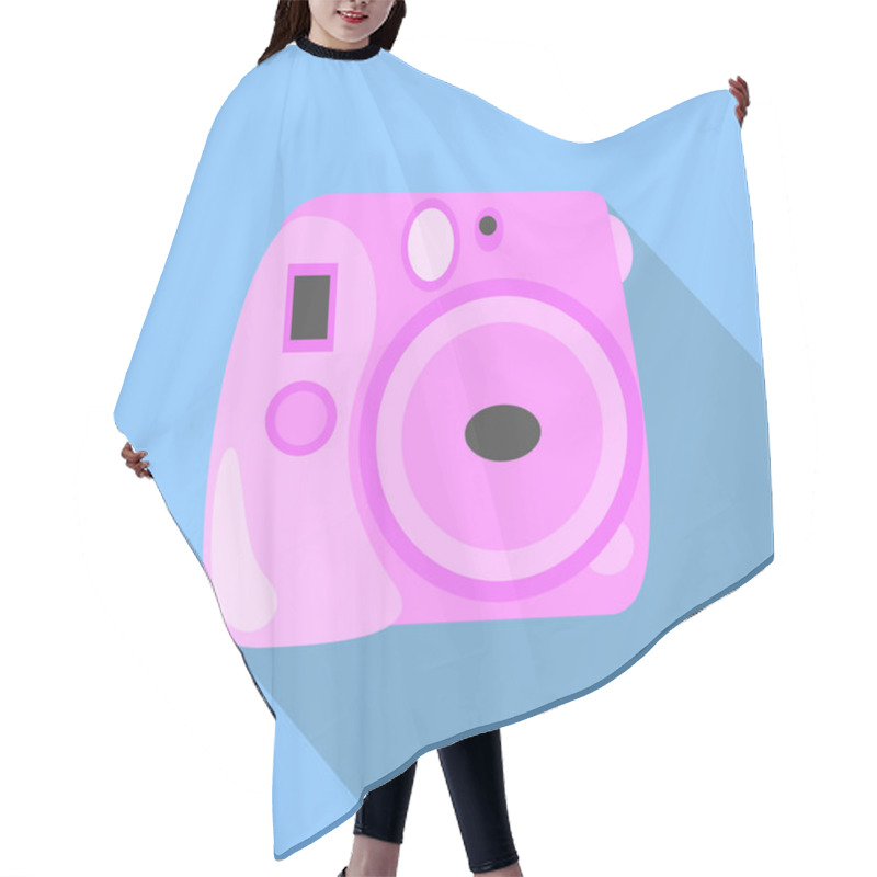 Personality  Pink Camera Flat Style Vector Illustration, Instant Camera Illustration In Flat Style Hair Cutting Cape