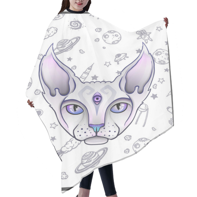 Personality  Abstract Mystical Sphinx Cat. Hair Cutting Cape