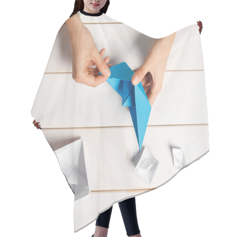 Personality  Process Of Handcrafting Origami Paper Boat Hair Cutting Cape