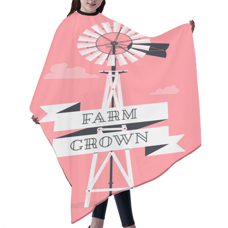 Personality  'Farm Grown' With   Water Pump Windmill Hair Cutting Cape