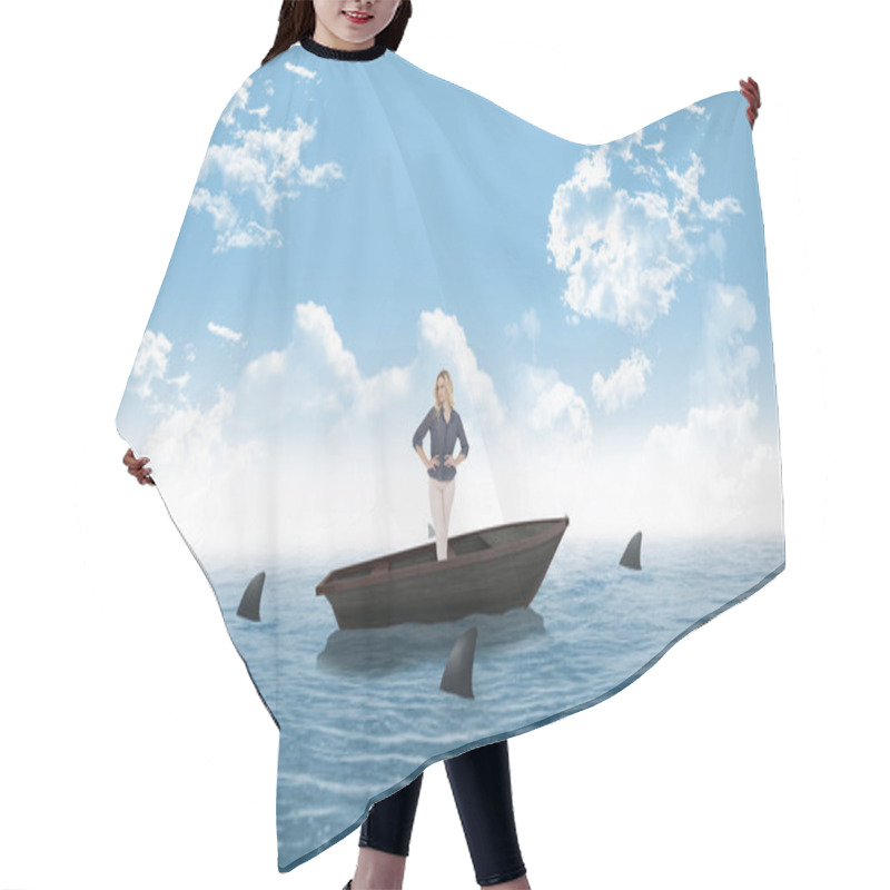 Personality  Thoughtful Gorgeous Blonde In A Sailboat Hair Cutting Cape