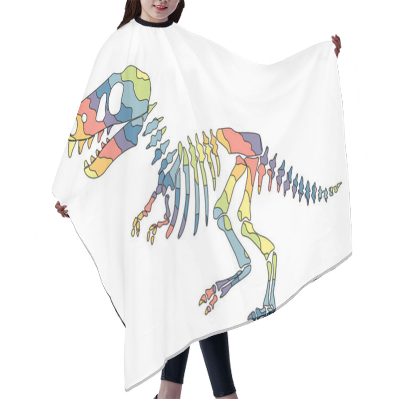 Personality  Dinosaur Skeleton . Original Design With Rainbow Dinosaur. Print For T-shirts, Textiles, Wrapping Papers, Webb. Drawn Vector Illustration Hair Cutting Cape