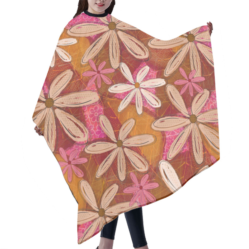 Personality  A Layered Graphic Leaf And Floral Pattern Graphic Design Hair Cutting Cape