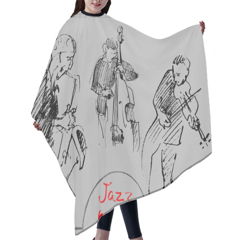 Personality  Sets Of The Sketched Musicians. Handdrawn Illustration Hair Cutting Cape