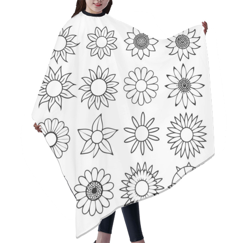 Personality  Add Elegance To Your Projects With This Line Art Sunflower Vector Set. Perfect For Floral Designs, Patterns, Decor, And Digital Artwork, Blending Minimalism With Natural Beauty. Hair Cutting Cape