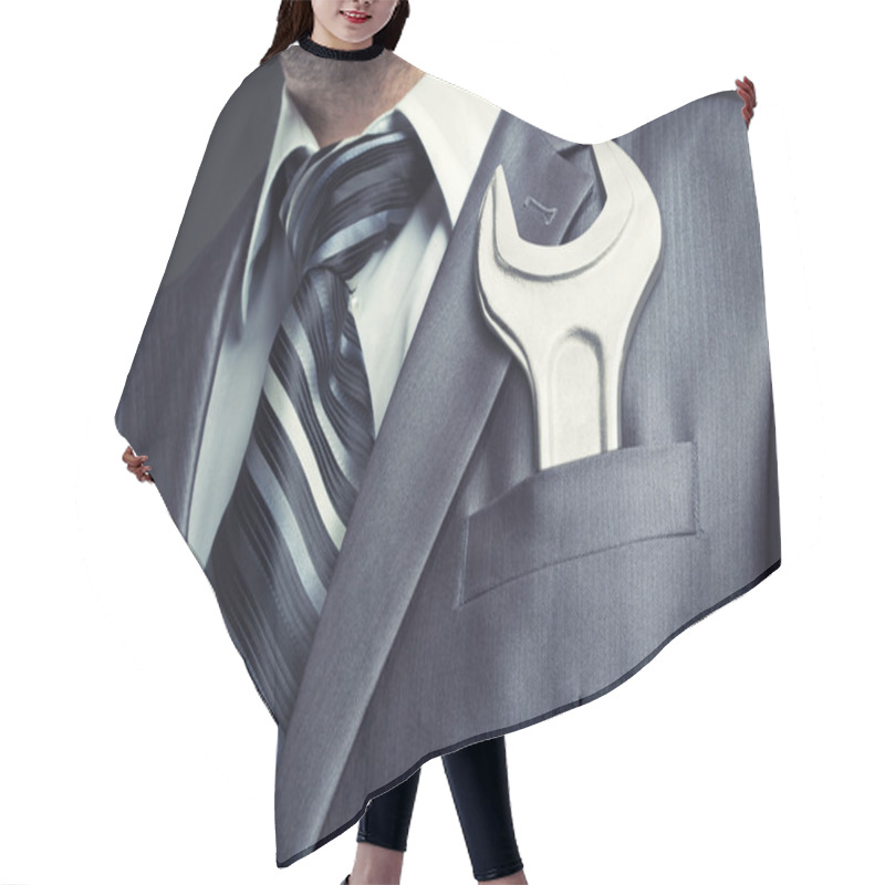 Personality  Businessman With Spanner Hair Cutting Cape