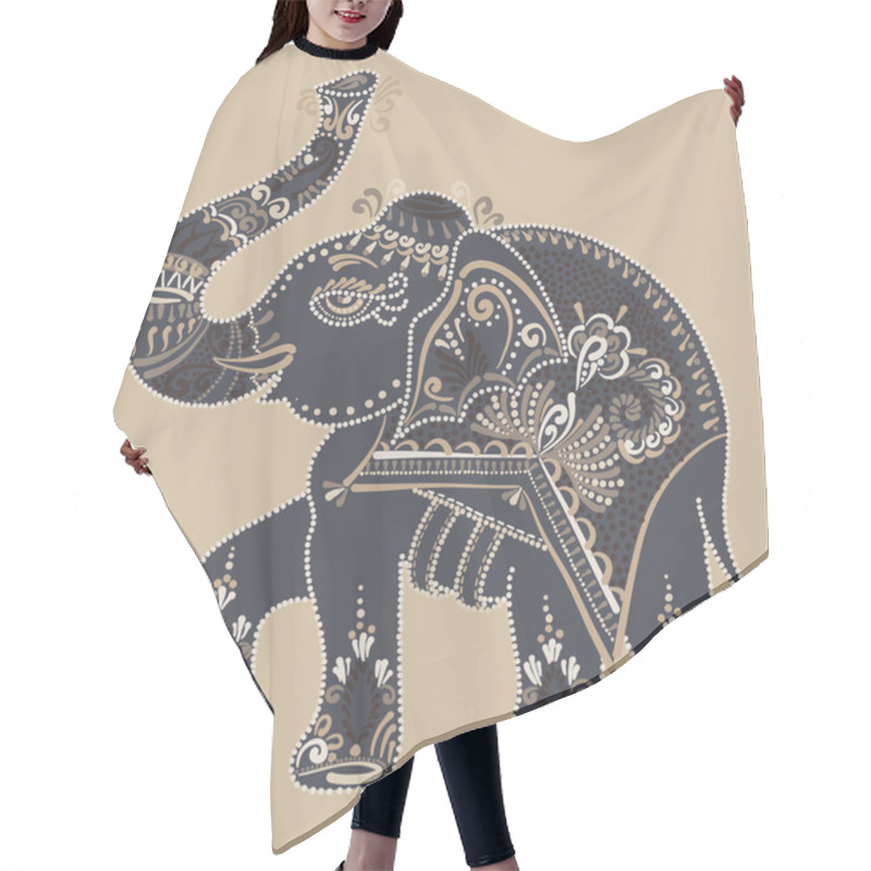 Personality  Folk Art Indian Elephant, Vector Dot Painting Illustration Hair Cutting Cape