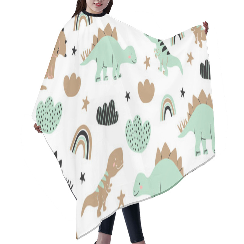 Personality  Scandinavian Dino Dinosaur Seamless Pattern Hair Cutting Cape