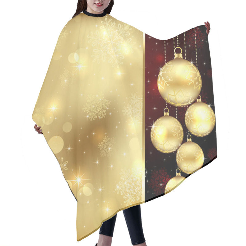 Personality  Gold Christmas Baubles Hair Cutting Cape