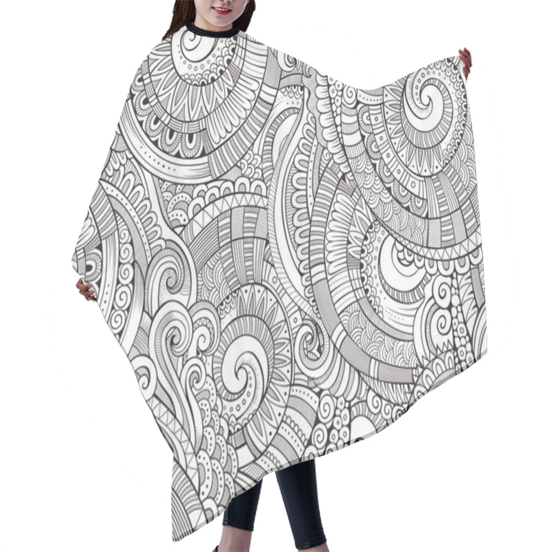 Personality  Abstract Sketchy Decorative Doodles Hand Drawn Ethnic Pattern Hair Cutting Cape