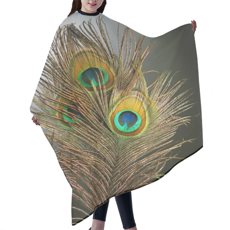 Personality  Peacock Feathers Over Black Hair Cutting Cape