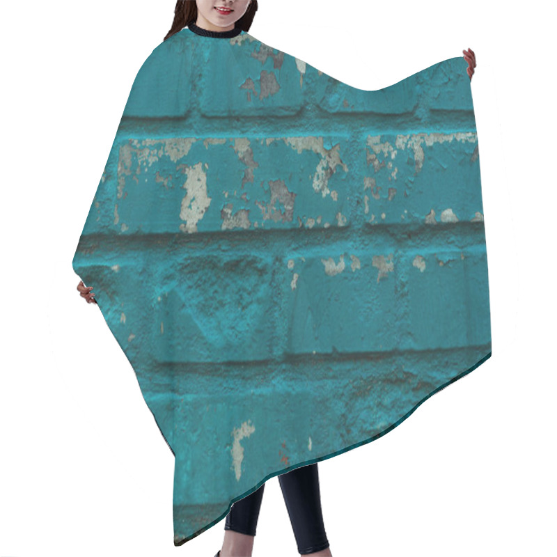 Personality  Close-up View Of Old Weathered Turquoise Brick Wall Background  Hair Cutting Cape