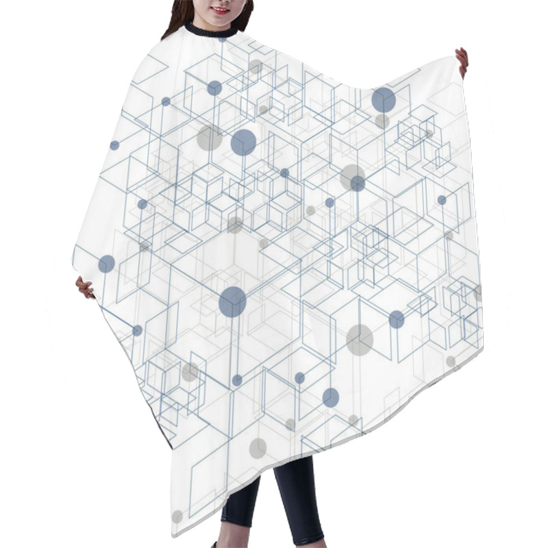 Personality  Graphic Web Background With Cubes, Mesh Vector Abstract Complicated Cover Created From Geometric Figures, Eps10 Tech Illustration. Internet Technology Theme, Digital Backdrop. Hair Cutting Cape