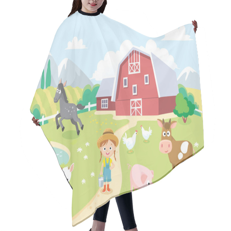 Personality  Farm Animals With Barn Hair Cutting Cape