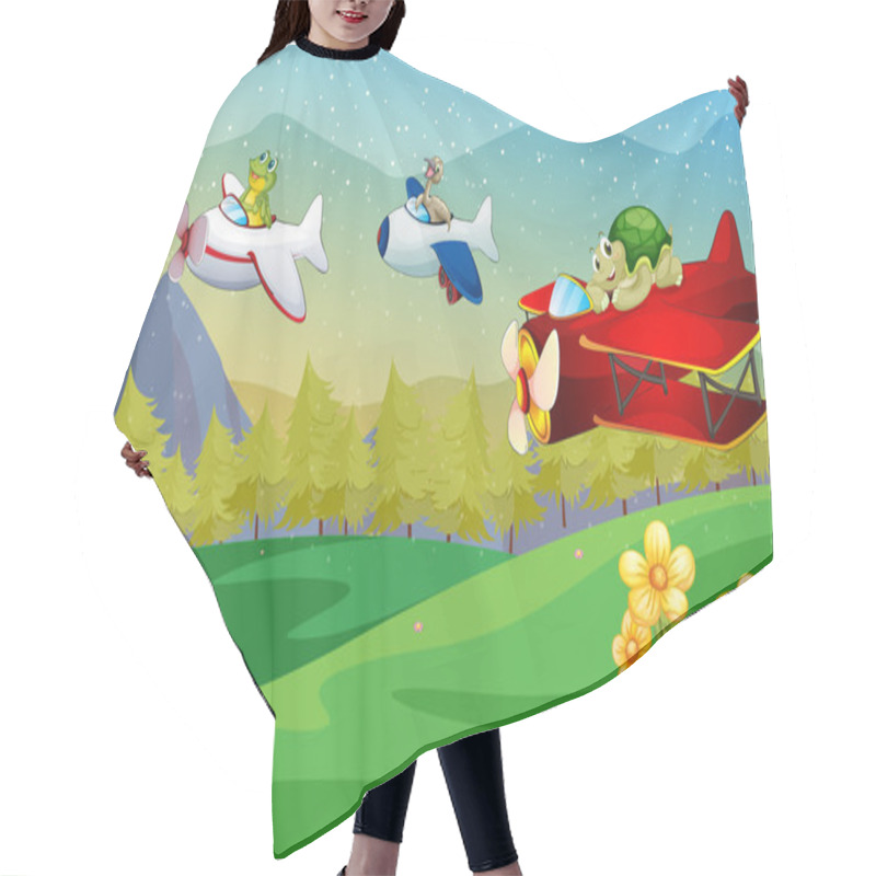 Personality  Animals Flying Plane Hair Cutting Cape