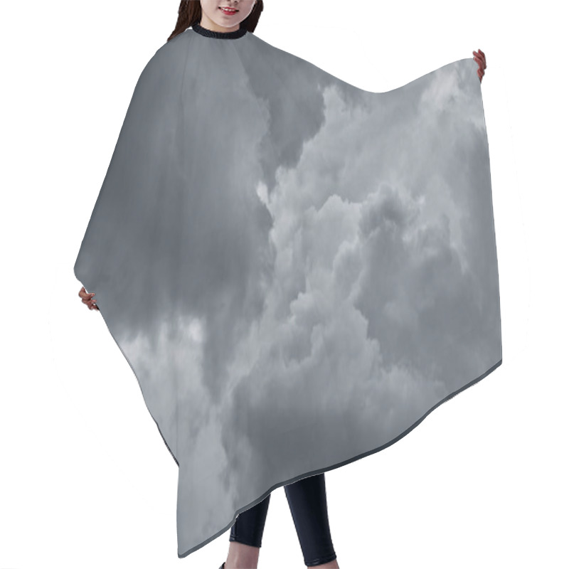 Personality  Dark Storm Clouds Before Rain Used For Climate Background. Clouds Become Dark Gray Before Raining. Abstract Dramatic Background. Hair Cutting Cape