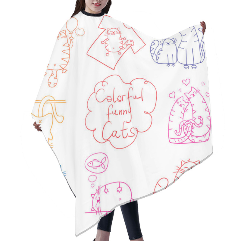 Personality  Cats Doodle Set Funny Cartoon Hair Cutting Cape