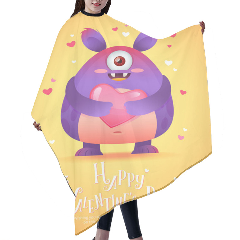 Personality  Cartoon Monster With A Heart Valentine Card Hair Cutting Cape