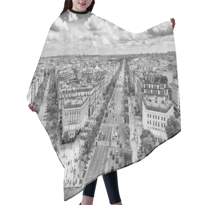 Personality  Paris. View Of City Streets At Etoile Roundabout. Aerial Panoramic From Triumph Arc. Hair Cutting Cape