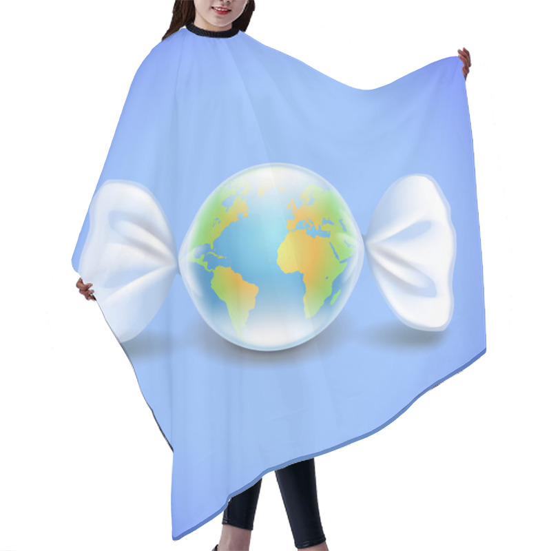 Personality  Globe Like Candy, Environment Concept Vector Hair Cutting Cape