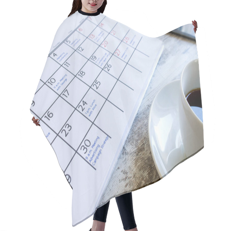 Personality  Checking Monthly Activities In The Calendar Hair Cutting Cape