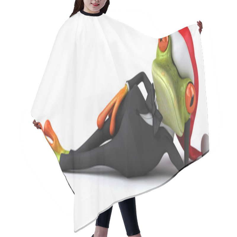 Personality  Frog With Christmas Hat Hair Cutting Cape