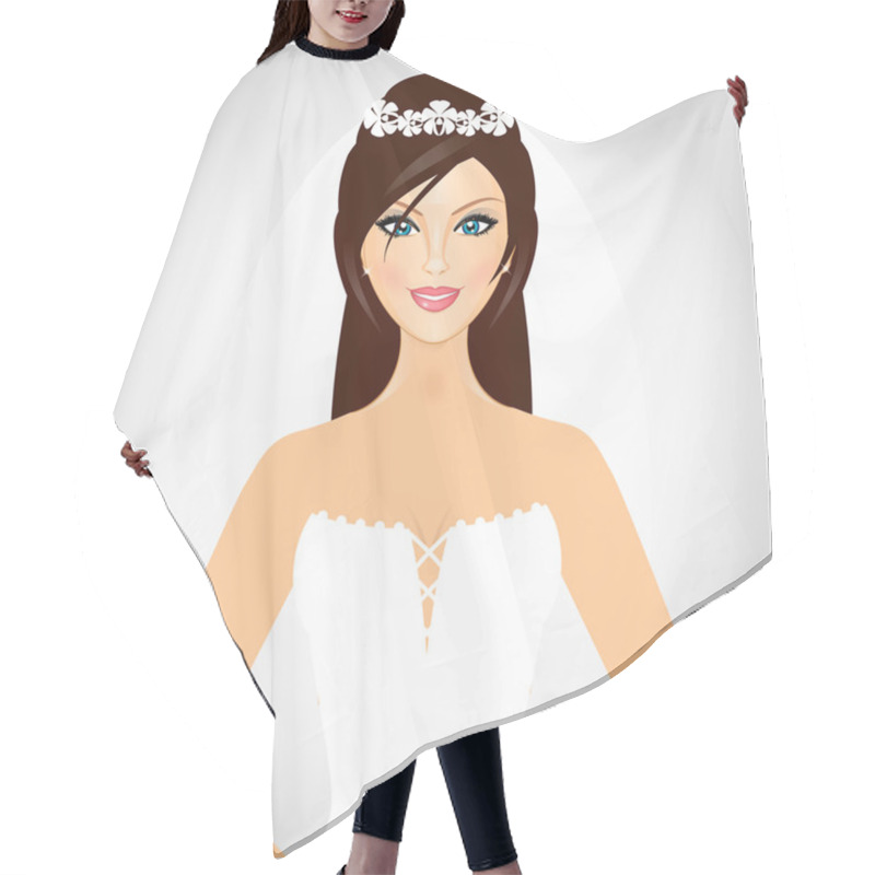 Personality  Vector Illustration Of Bride Hair Cutting Cape