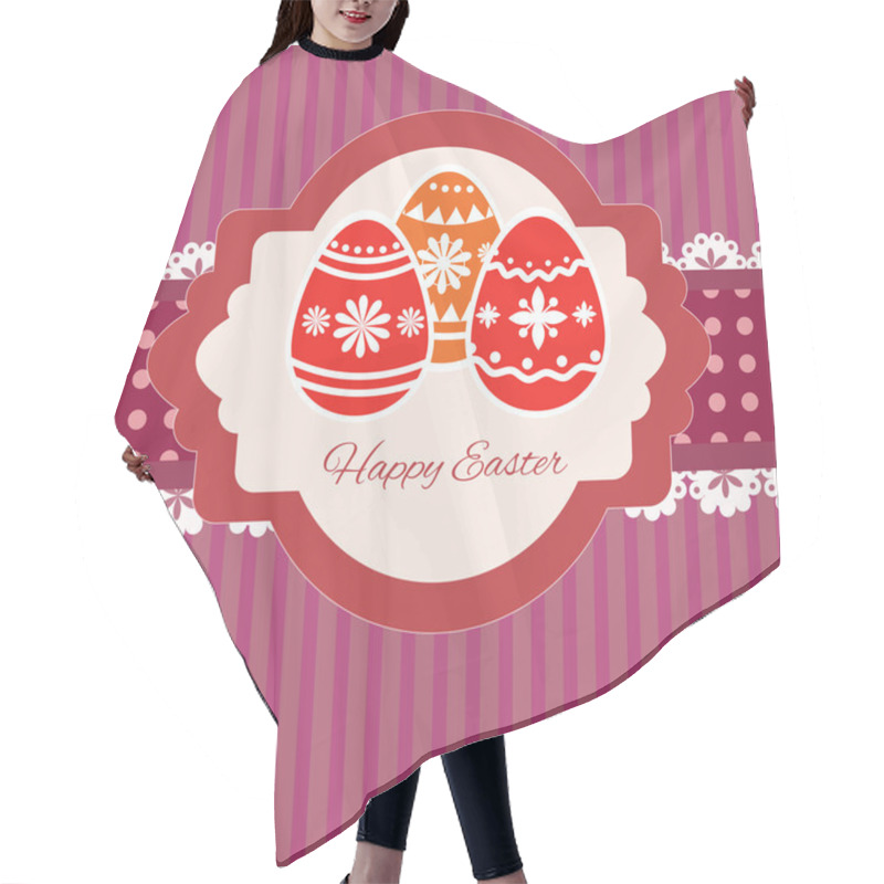 Personality  Happy Easter Greeting Card. Vector Hair Cutting Cape