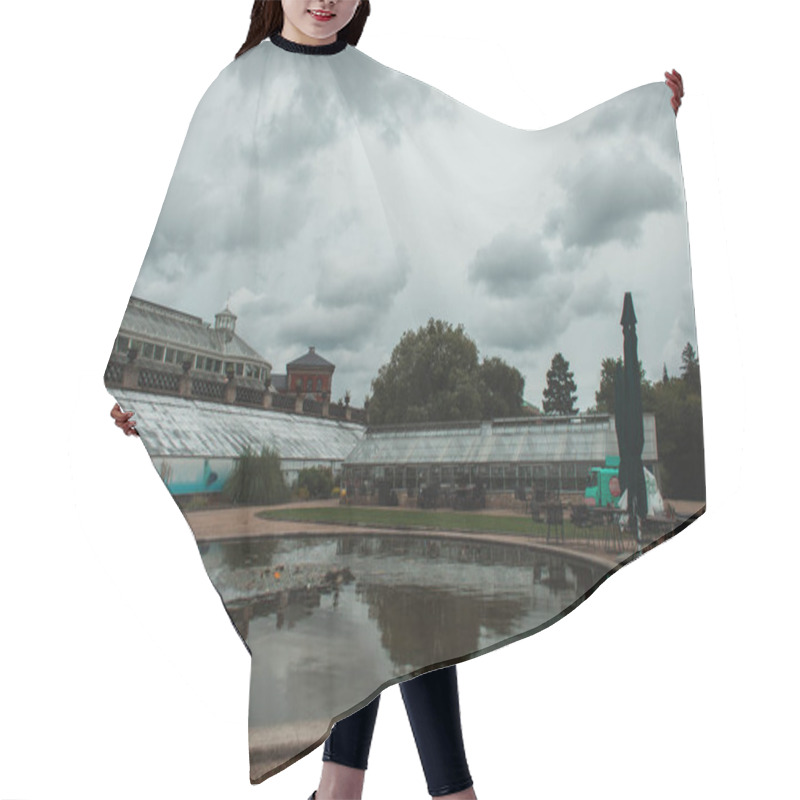 Personality  Pond With Botanical Garden And Cloudy Sky At Background In Copenhagen, Denmark  Hair Cutting Cape