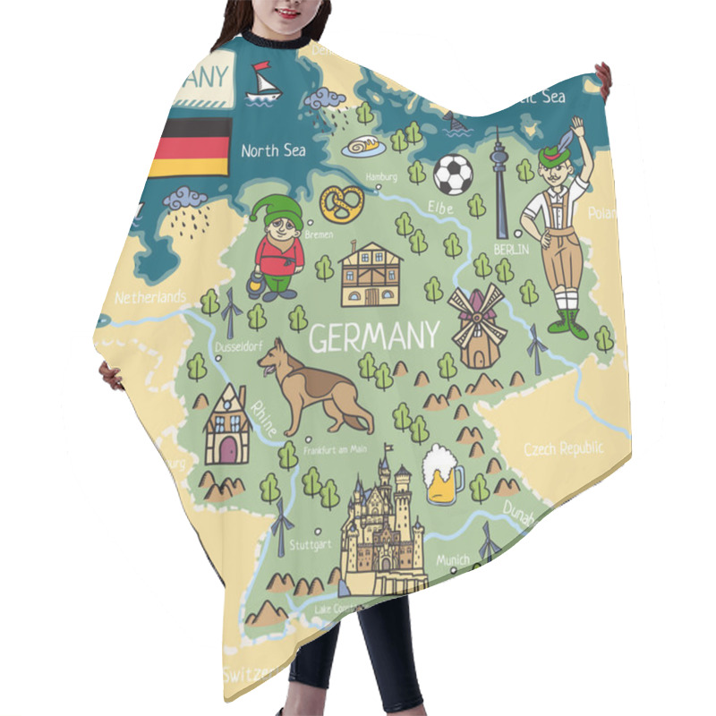 Personality  Cartoon Map Of Germany Hair Cutting Cape