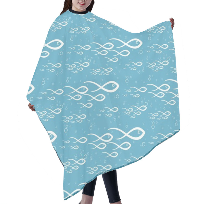 Personality  Seamless Background With Fishes. Hair Cutting Cape