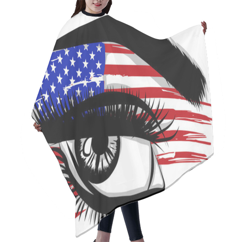 Personality  Flags Of The USA In Beautiful Female Eye Hair Cutting Cape