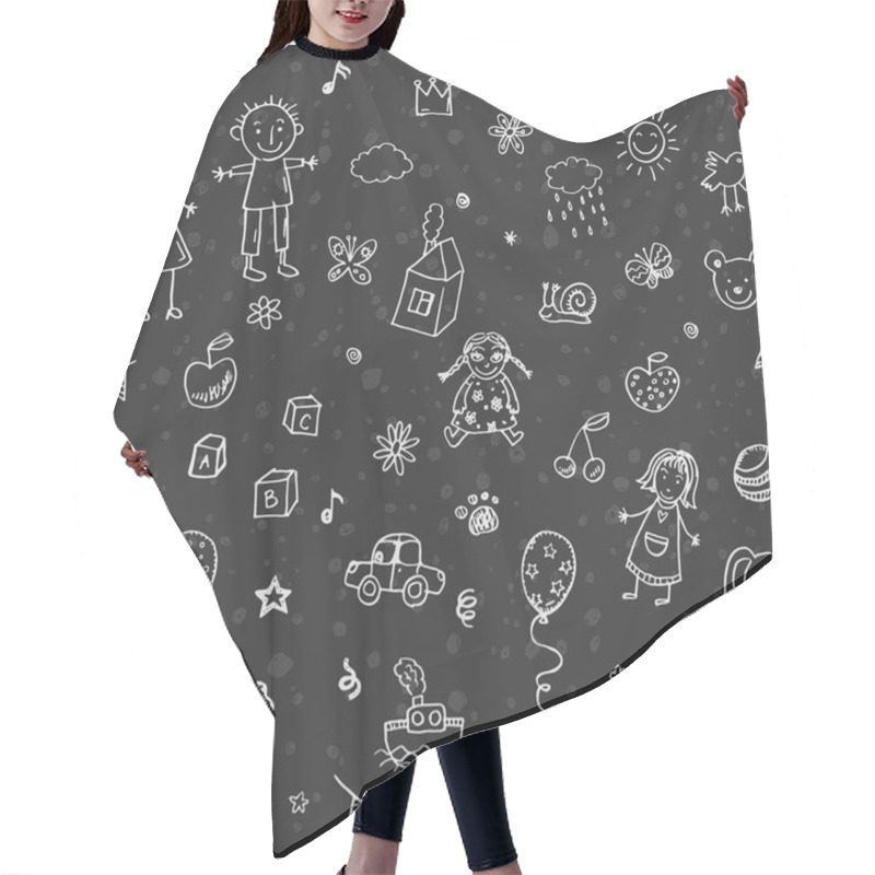 Personality  Children Drawings Seamless Pattern Hair Cutting Cape