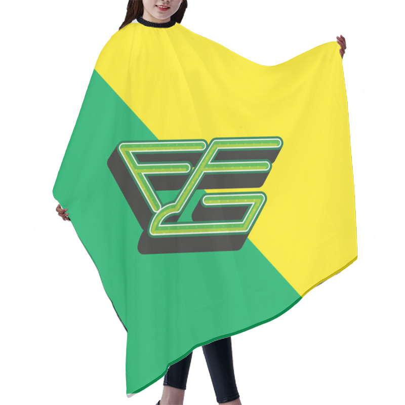 Personality  Bird In Flight Variant Green And Yellow Modern 3d Vector Icon Logo Hair Cutting Cape