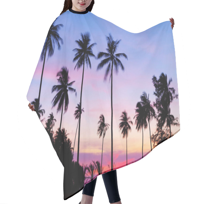 Personality  Beautiful Sunset Or Sunrise With Silhouette Palm Trees On Tropical Island Beautiful Light Of Nature Scenery Background Hair Cutting Cape